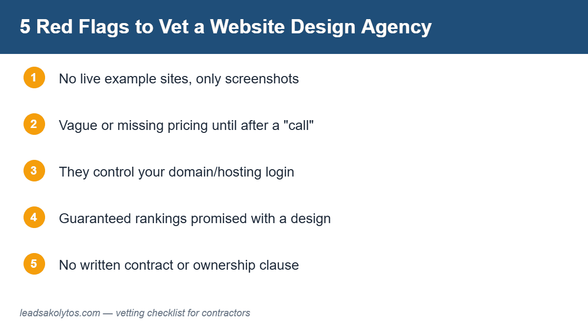 Vet a website design agency: 5 red flags checklist for contractors